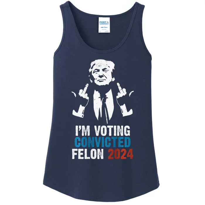 IM Voting Convicted Felon 2024 Trump Funny Quote (On Back) Ladies Essential Tank