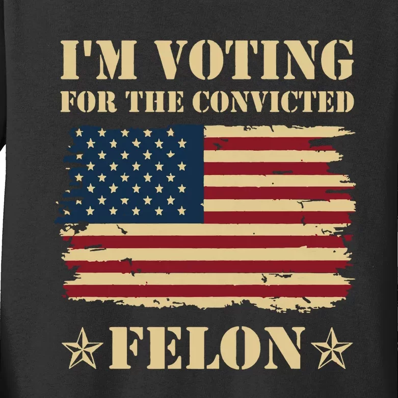 IM Voting Convicted Felon 2024 Kids Long Sleeve Shirt