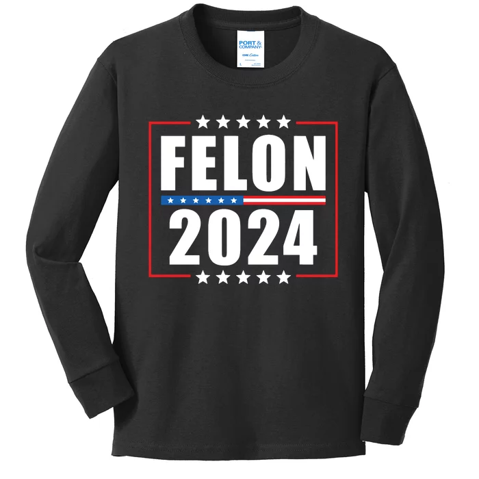 IM Voting Convicted Felon 2024 Kids Long Sleeve Shirt