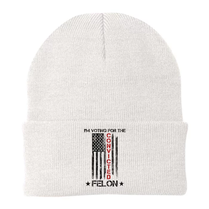 Im Voting Convicted Felon 2024 Pro Trump Usa Flag Knit Cap Winter Beanie