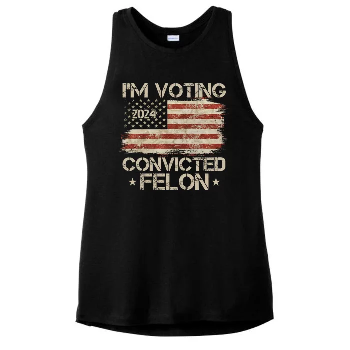 Im Voting Convicted Felon Trump Usa 2024 Vintage Ladies Tri-Blend Wicking Tank