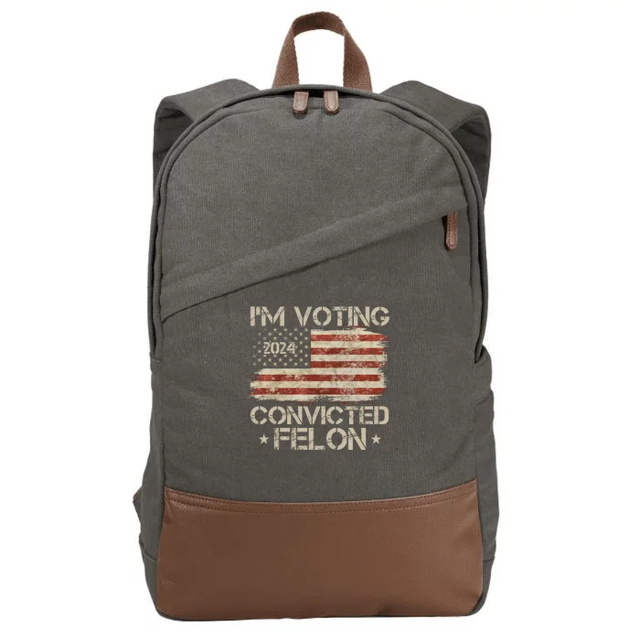 Im Voting Convicted Felon Trump Usa 2024 Vintage Cotton Canvas Backpack