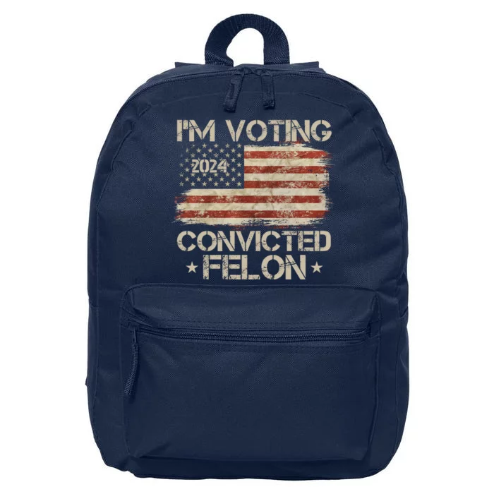 Im Voting Convicted Felon Trump Usa 2024 Vintage 16 in Basic Backpack