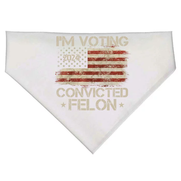 Im Voting Convicted Felon Trump Usa 2024 Vintage USA-Made Doggie Bandana