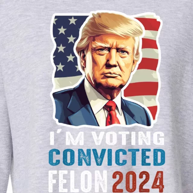 IM Voting Convicted Felon 2024 Vintage Retro Donald Trump Gift Cropped Pullover Crew