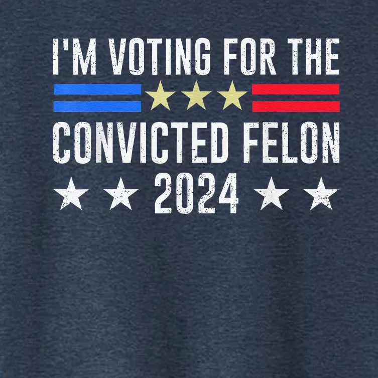 IM Voting Convicted Felon 2024 Messy Bun Funny Fellon 2024 Women's Crop Top Tee