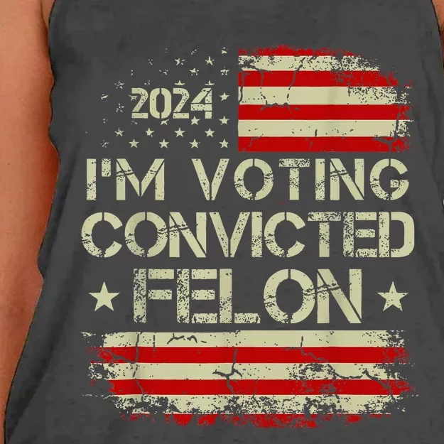 IM Voting Convicted Felon 2024 Women's Knotted Racerback Tank