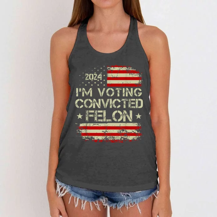 IM Voting Convicted Felon 2024 Women's Knotted Racerback Tank