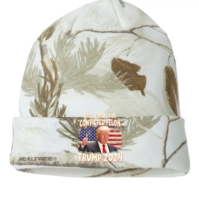 IM Voting Convicted Felon 2024 Trump 2024 Convicted Felon Kati - 12in Camo Beanie