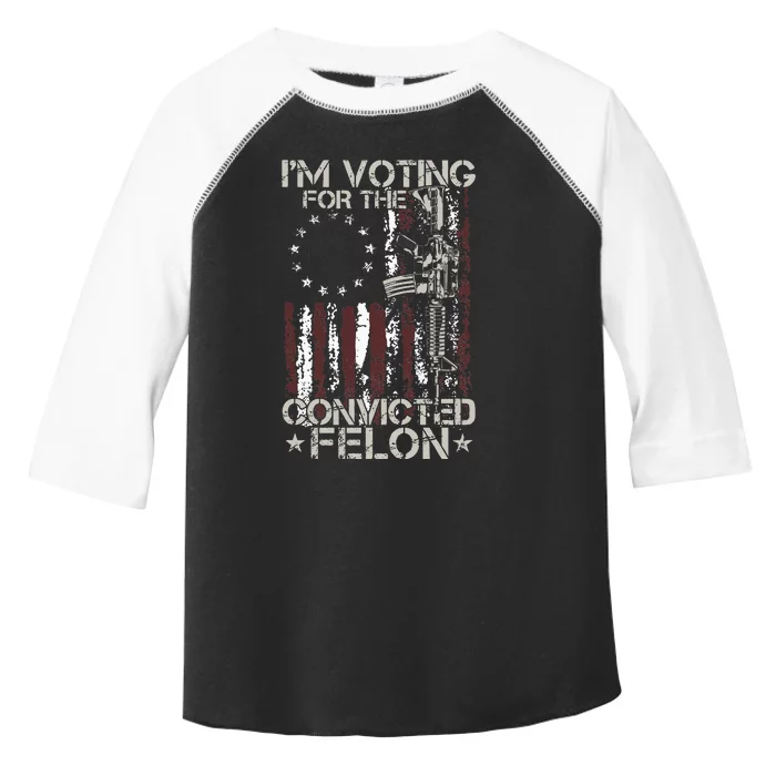 IM Voting Convicted Felon 2024 American Flag On Back Toddler Fine Jersey T-Shirt