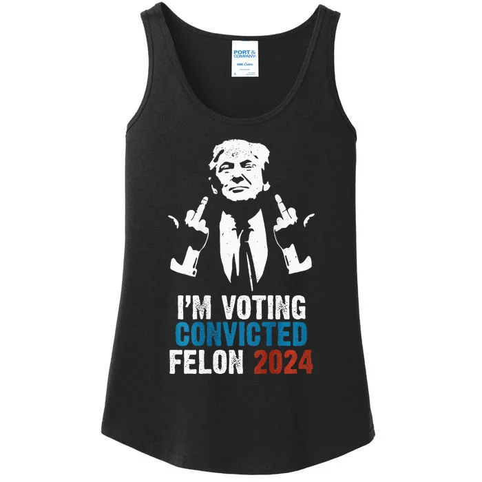 IM Voting Convicted Felon 2024 Trump Funny Quote Ladies Essential Tank