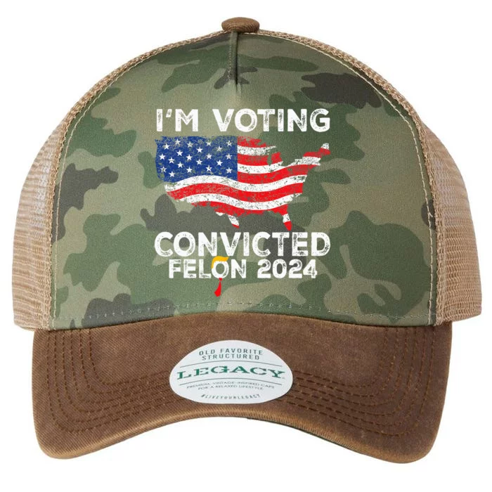 IM Voting Convicted Felon 2024 Funny Pro Trump Us Map Legacy Tie Dye Trucker Hat