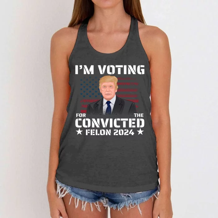 Im Voting Convicted Felon 2024 Women's Knotted Racerback Tank