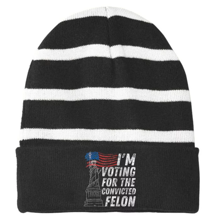 IM Voting Convicted Felon 2024 Striped Beanie with Solid Band