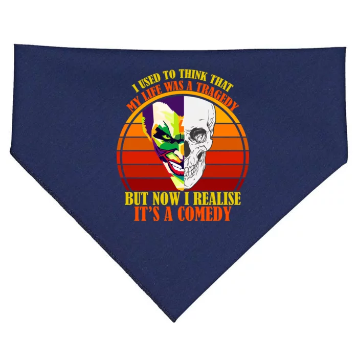 I've Realized My Life Isn't A Tragedy It's A Comedy USA-Made Doggie Bandana