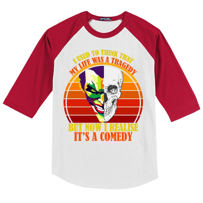 I've Realized My Life Isn't A Tragedy It's A Comedy Kids Colorblock Raglan Jersey