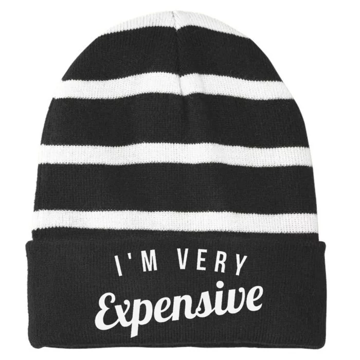 Im Very Expensive Striped Beanie with Solid Band