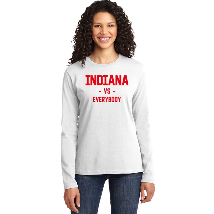 Indiana Vs Everybody (Red) Ladies Long Sleeve Shirt