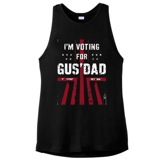 IM Voting For Gus Dad Vote Harris Walz 2024 Pres And Vice Ladies Tri-Blend Wicking Tank