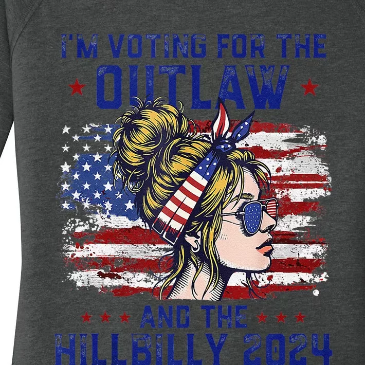 IM Voting For The Outlaw And The Hillbilly 2024 Us Flag Gift Women's Perfect Tri Tunic Long Sleeve Shirt