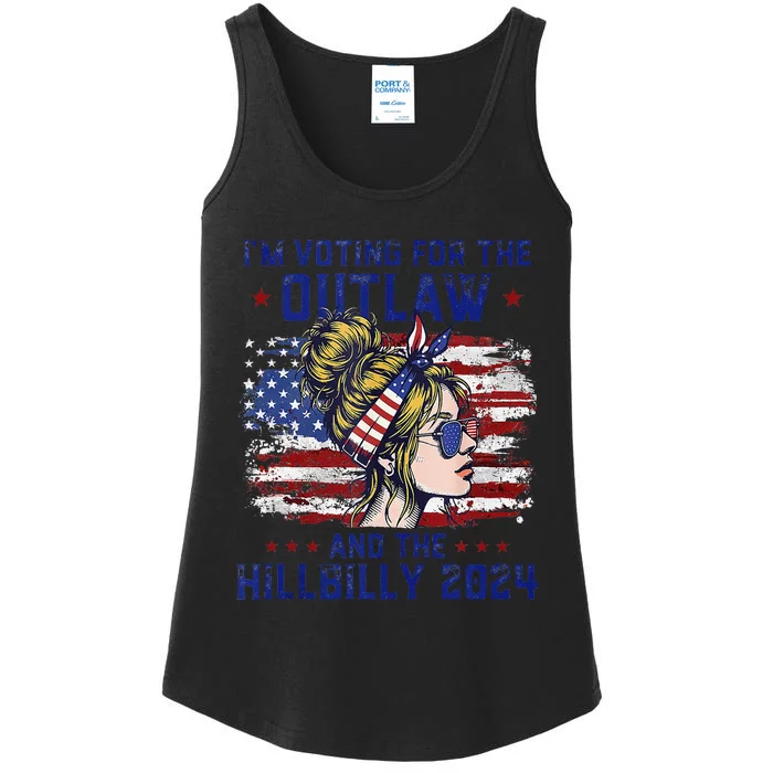 IM Voting For The Outlaw And The Hillbilly 2024 Us Flag Gift Ladies Essential Tank