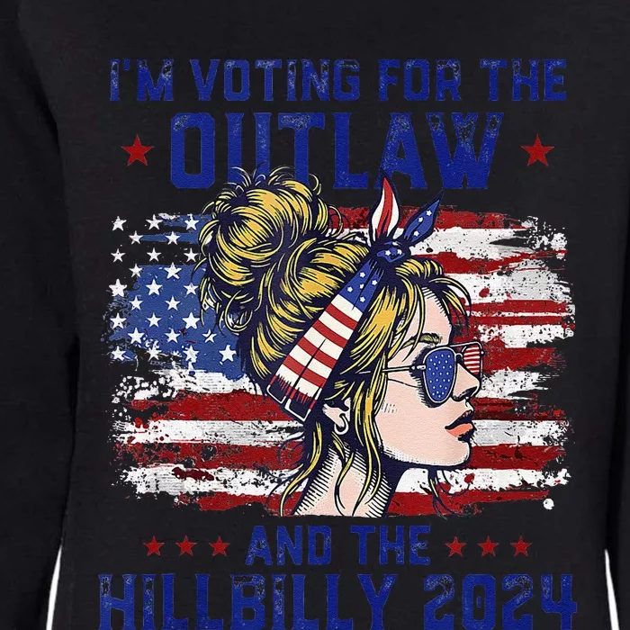 IM Voting For The Outlaw And The Hillbilly 2024 Us Flag Gift Womens California Wash Sweatshirt