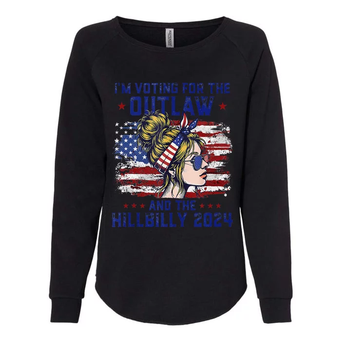 IM Voting For The Outlaw And The Hillbilly 2024 Us Flag Gift Womens California Wash Sweatshirt