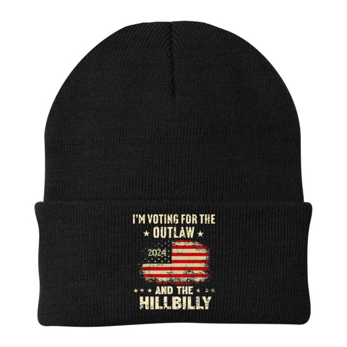 IM Voting For The Outlaw And The Hillbilly 2024 Us Flag Gift Knit Cap Winter Beanie