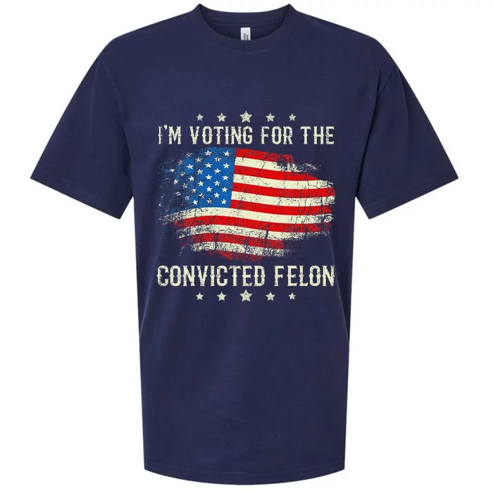 IM Voting For The Convicted Felon Funny Retro American Flag Sueded Cloud Jersey T-Shirt