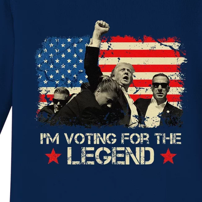 IM Voting For The Legend Trump American Flag Pennsylvania Baby Long Sleeve Bodysuit