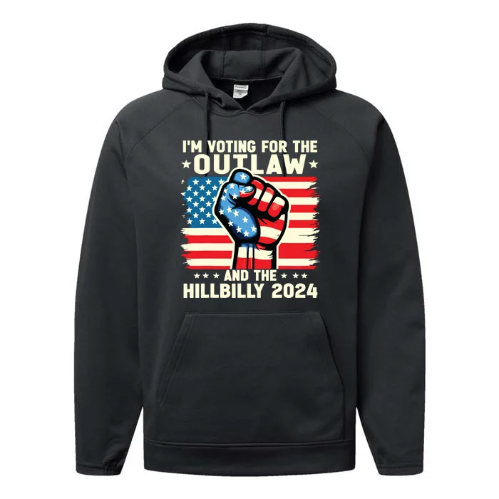 Im Voting For The Outlaw And The Hillbilly 2024 Us Flag Performance Fleece Hoodie