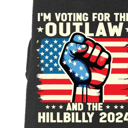 Im Voting For The Outlaw And The Hillbilly 2024 Us Flag Doggie 3-End Fleece Hoodie