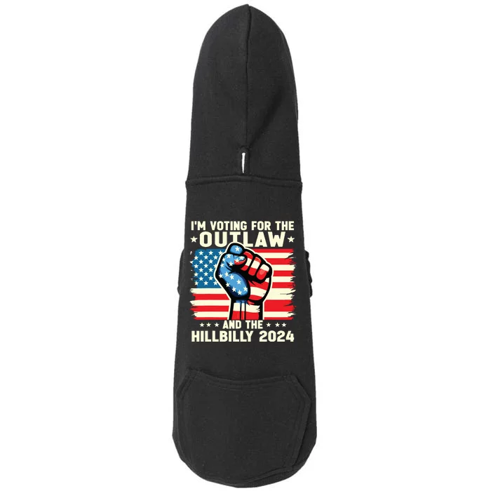 Im Voting For The Outlaw And The Hillbilly 2024 Us Flag Doggie 3-End Fleece Hoodie