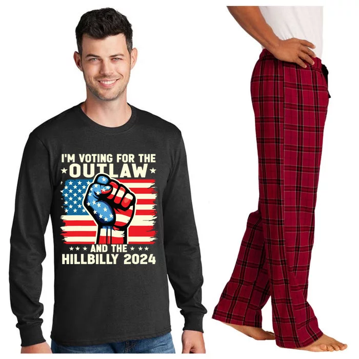 Im Voting For The Outlaw And The Hillbilly 2024 Us Flag Long Sleeve Pajama Set