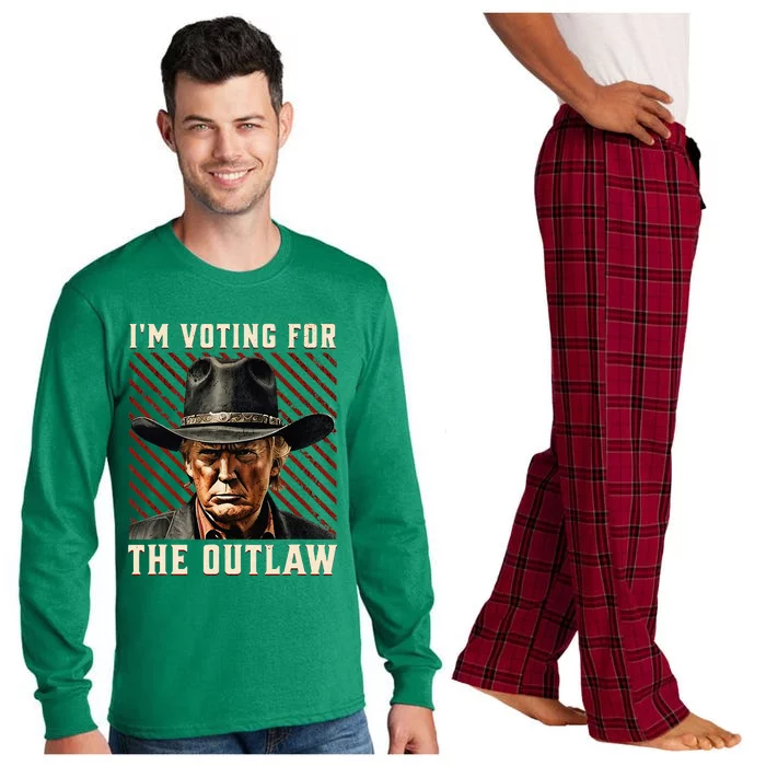 Im Voting For The Outlaw Wanted For President Trump Long Sleeve Pajama Set