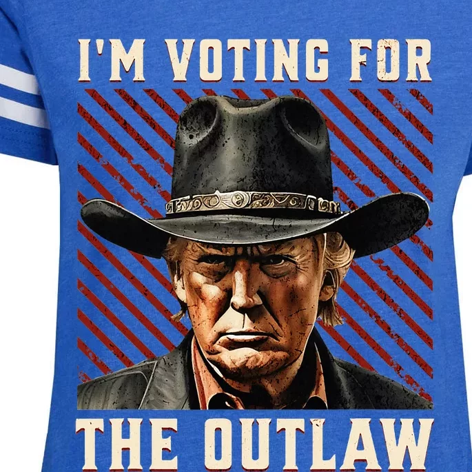 Im Voting For The Outlaw Wanted For President Trump Enza Ladies Jersey Football T-Shirt