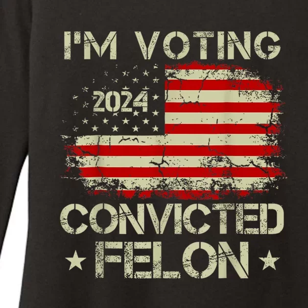 Im Voting For The Convicted Felon Funny Retro American Flag Womens CVC Long Sleeve Shirt