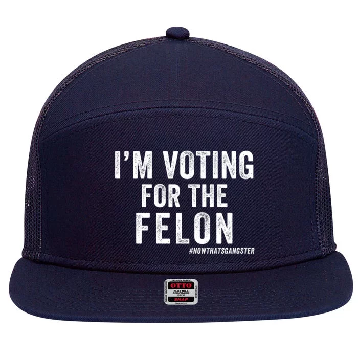 IM Voting For The Felon Trump 2024 Never Surrender 2024 America Under Distress 7 Panel Mesh Trucker Snapback Hat