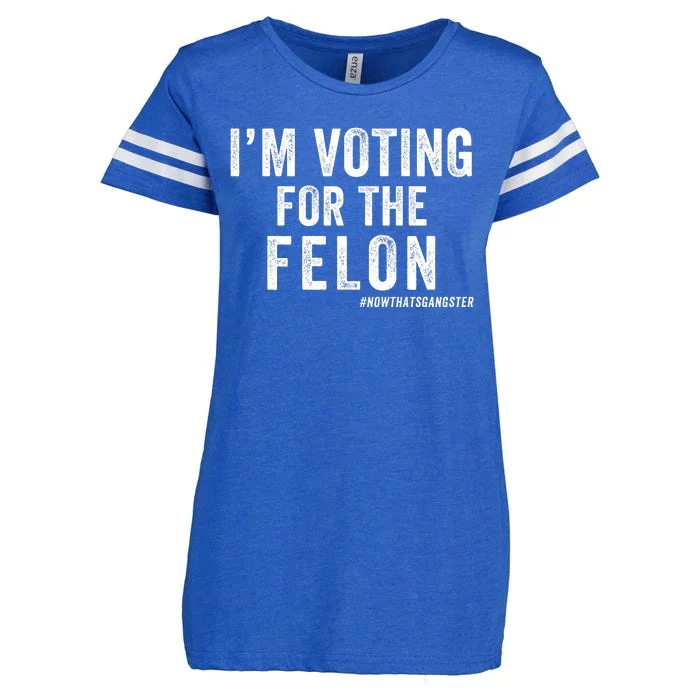 IM Voting For The Felon Trump 2024 Never Surrender 2024 America Under Distress Enza Ladies Jersey Football T-Shirt