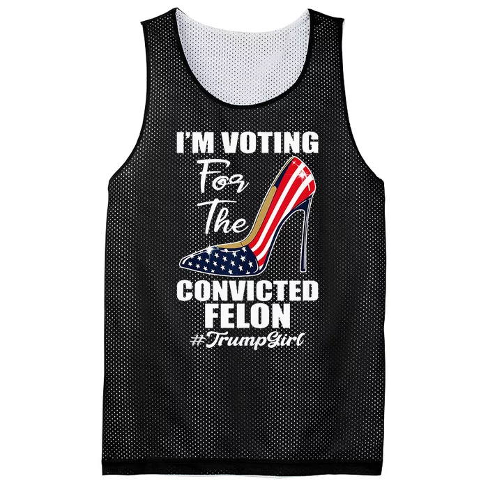 IM Voting For The Convicted Felon Funny Pro Trump 2024 Girl Mesh Reversible Basketball Jersey Tank