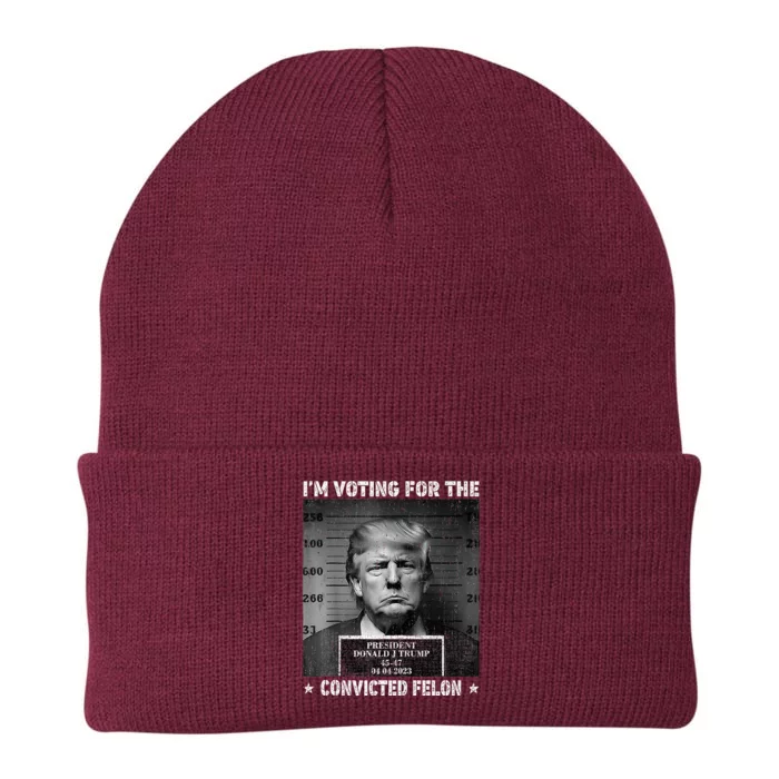 IM Voting For The Convicted Felon Funny Trump 2024 Knit Cap Winter Beanie