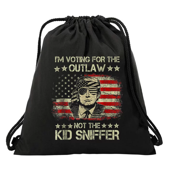 Im Voting For The Outlaw Not The Sniffer Trump 2024 Drawstring Bag