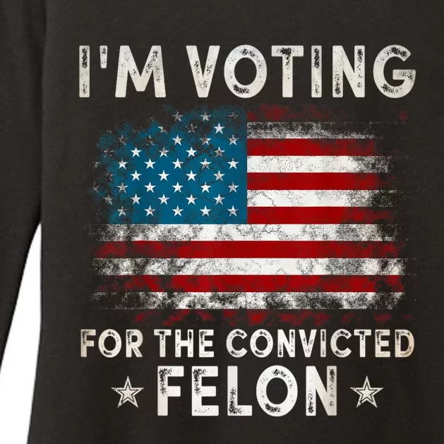 Im Voting For The Convicted Felon Funny Retro American Flag Womens CVC Long Sleeve Shirt