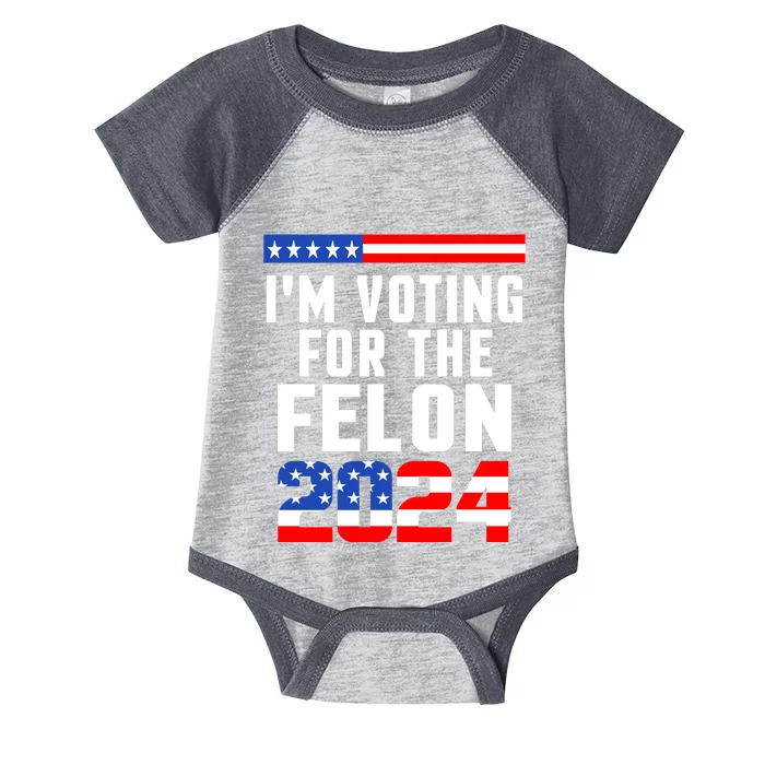 IM Voting For The Felon 2024 Donald J Trump Infant Baby Jersey Bodysuit