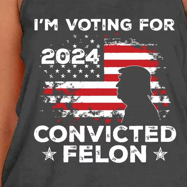 Im Voting For A Felon In 2024 Us Flag Convicted Felon Women's Knotted Racerback Tank