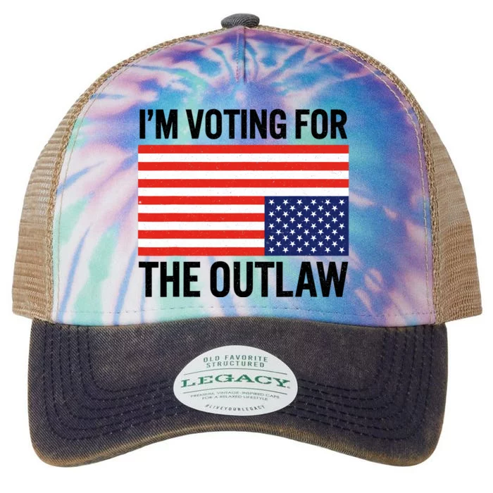 Im Voting For The Outlaw Funny Trump Maga 2024 Legacy Tie Dye Trucker Hat