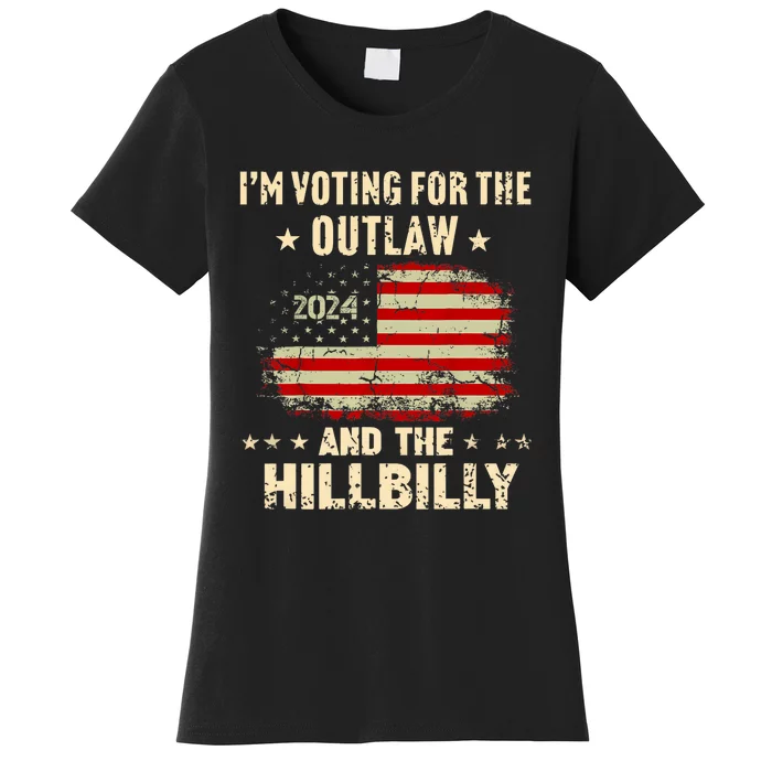 IM Voting For The Outlaw And The Hillbilly 2024 Us Flag Vintage Women's T-Shirt