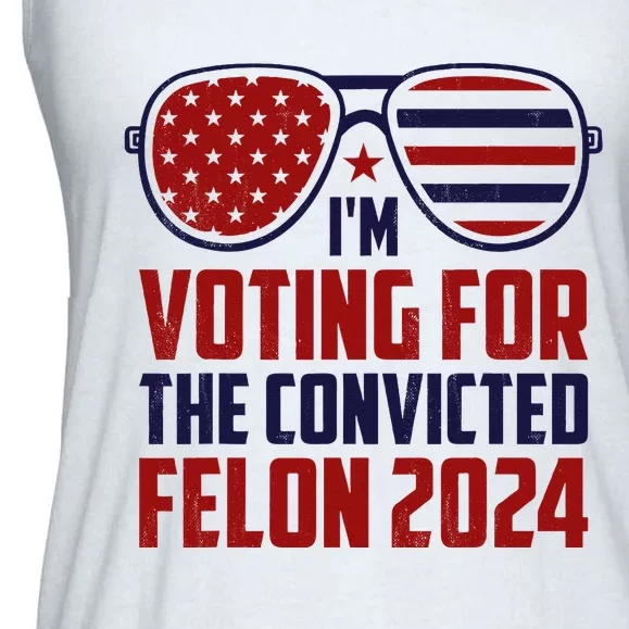 IM Voting For A Felon In 2024 Us Flag Sunglasses Ladies Essential Flowy Tank