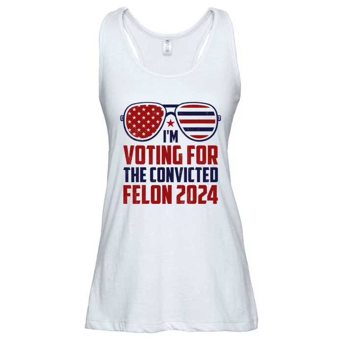 IM Voting For A Felon In 2024 Us Flag Sunglasses Ladies Essential Flowy Tank