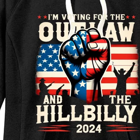 IM Voting For The Outlaw And The Hillbilly 2024 Us Flag Women's Fleece Hoodie